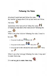 English Worksheet: Following the Rules