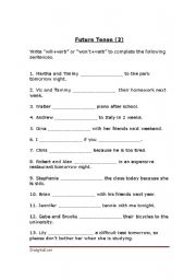 English Worksheet: future tense