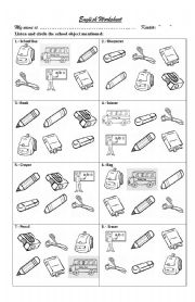 English Worksheet: School objects multiple choice