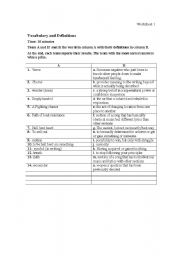 English Worksheet: vocabulary for the song 