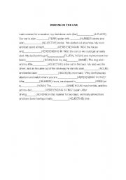 English Worksheet: Parts of Speech - Mad Libs Activity - Riding in a car