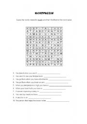 English worksheet: Health word salad