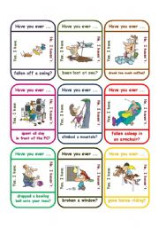 English Worksheet: Present Perfect - Have you ever ... game (go fish)
