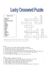 Lucky Crossword Puzzle Friday the 13th Word Game ESL worksheet by Sumrz