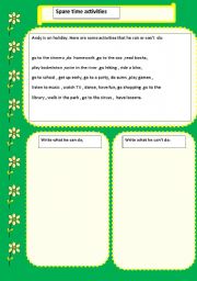 English worksheet: Spare time activities