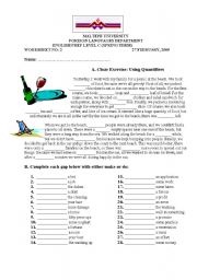 English Worksheet: quantifiers