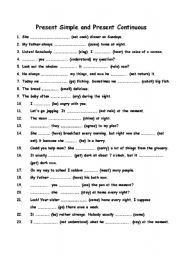 English Worksheet: present simple and present continuous - part 2