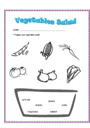 English Worksheet: Vegetables salad