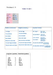 English worksheet: to be