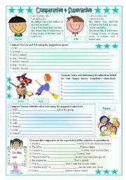 Short Comparatives & Superlatives (exercises) 1, 2 syllables and irregular forms ***fully editable