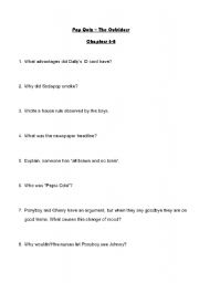 English Worksheet: The Outsiders Pop Quiz Chapters 6-8