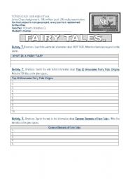 English Worksheet: web search, fairy tales. 