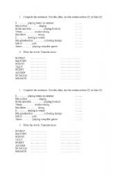 English worksheet: The verb to like