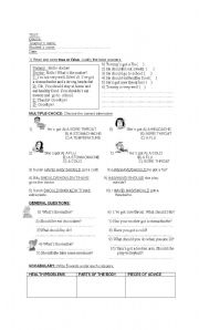 English Worksheet: health problems