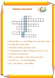 English worksheet: summer crossword