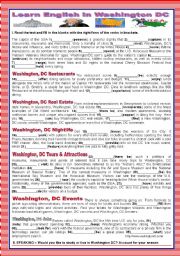 English Worksheet: A TOUR AROUND ENGLISH SPEAKING COUNTRIES - USA -WASHINGTON DC