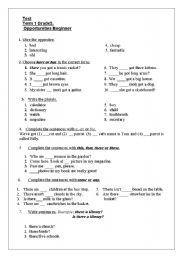 English worksheet: Test paper Opportunities Elementary