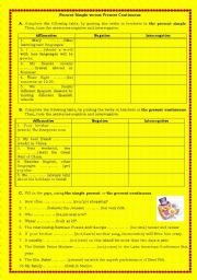 English Worksheet: worksheet about present simple and present continuous