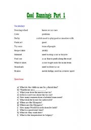 English worksheet: Cool Running Part 1