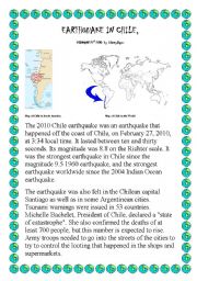 English Worksheet: Earthquake in Chile 2010