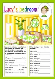 lucys bedroom (prepositions of place, editable)