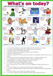 TV PROGRAMMES Whats on today? # 2 matching exercises # plus KEY # fully editable