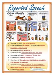 Reported speech in context (based on comic strip Calvin and Hobbes) Students?version is on page 2. 