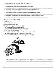 English Worksheet: environment  and me 