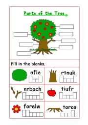 Parts of a tree worksheets