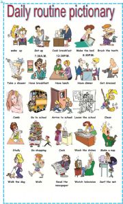 English Worksheet: Daily routine pictionary