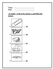 English Worksheet: -ip word family