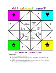 All about me! cootie catcher