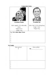 English worksheet: Compare 2 presidents and family members