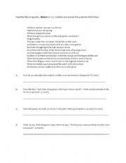 English Worksheet: NATURE by H.D CARBERRY
