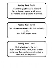 English Worksheet: Reading Task Card 2
