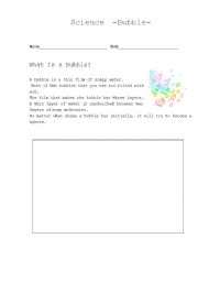 English worksheet: Bubble