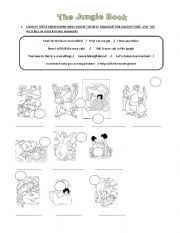 English Worksheets Jungle Book Match The Dialogues With The Pictures