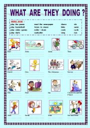 English Worksheet: What are they doing ?