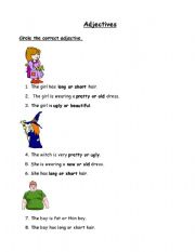 English Worksheet: Adjectives