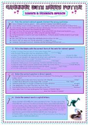 English Worksheet: REPORTED SPEECH WITH HARRY POTTER