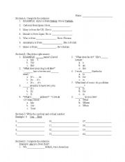 English worksheet: Elementary Assessment quiz/review