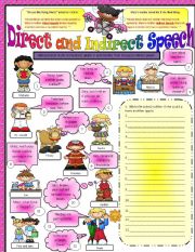 English Worksheet: Direct and Indirect  / Reported Speech - Part 1