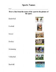 English Worksheet: Sports Name Matching