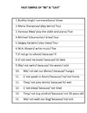 English Worksheet: Past tense of 