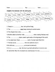 English Worksheet: adjectives