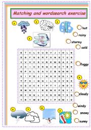 weather: matching and wordsearch