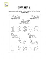 English Worksheet: Number from 1 to 5