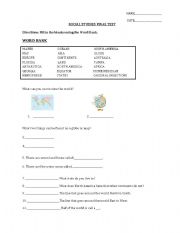 English worksheet: Social Studies Test