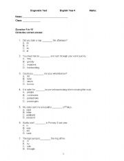 English Worksheet: ESL Diagnostic Test