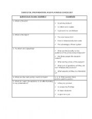 English worksheet: presentation check list